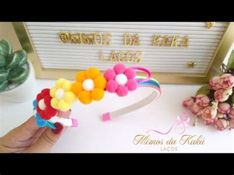 Tiara J Lia Pompom Diy Ribbon Bow Kak Magalh Es Youtube Lacos