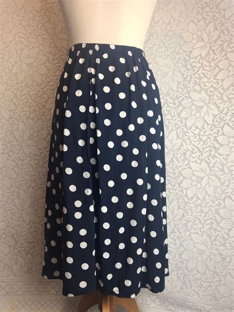 Navy Blue Classic Polka Dot Skirt Etsy Uk