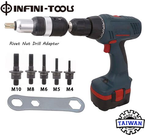 Rivet Nut Drill Attachment Cordless Riveting Adapter Riveter Gun