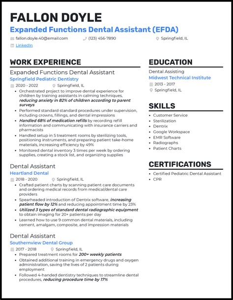 5 Expanded Functions Dental Assistant Resume Examples