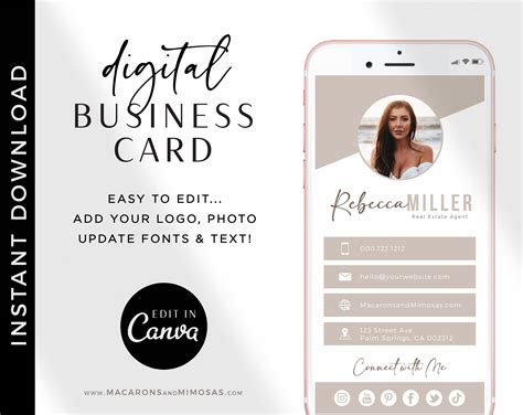 Digital Business Card Template Modern Business Card For Etsy