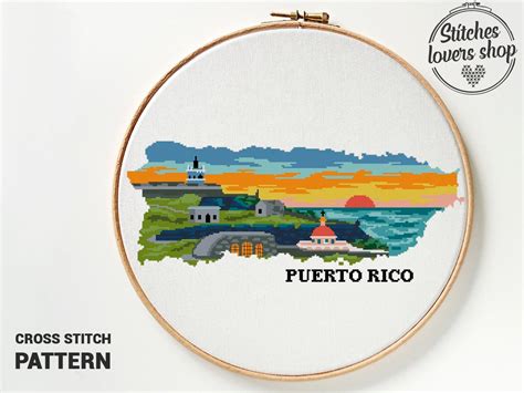 Puerto Rico Cross Stitch Pattern Count Landscape Nature Xstitch Diy