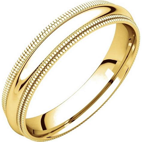 Td123864 14k Gold Double Milgrain 4mm Comfort Fit Wedding Band