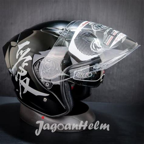 Jual Nhk Helm R Max Kanji Black Silver Double Visor Di Lapak