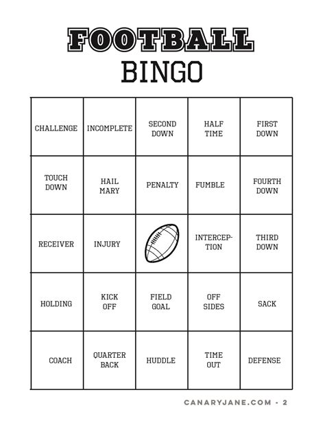 Free Printable Football Bingo Cards | Fanny Printable