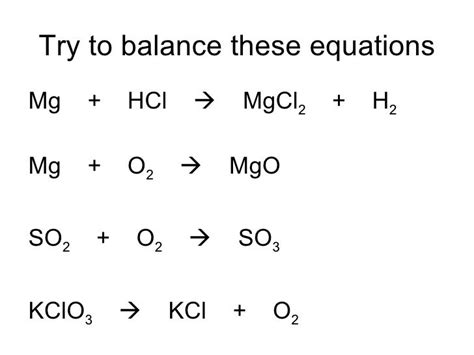 Balancing equations