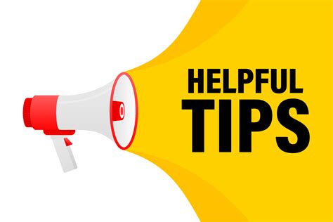 Helpful Tips Megaphone Yellow Banner In 3d Style On White Background