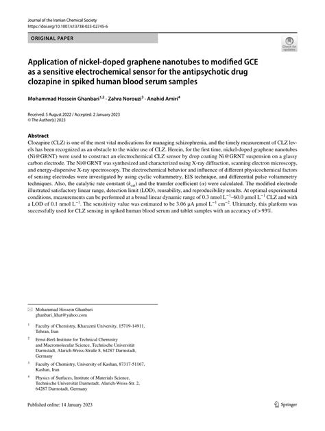 Pdf Application Of Nickel Doped Graphene Nanotubes To Modified Gce As