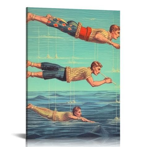 Florid Vintage Swimmer Poster Retro Swimming Styles Print Swimming