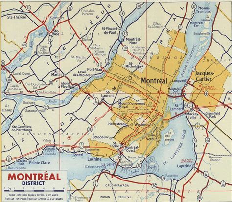 Montreal District A 1950s Road Map Of Some Of Montreal Canadas