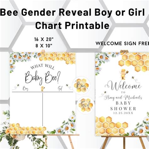 Bee Welcome To Gender Reveal Sign Etsy