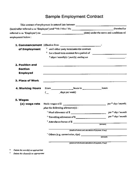 Sample Employment Contract Free Download