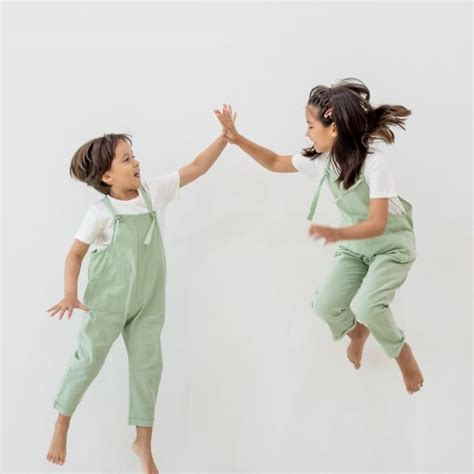 Mama & Mini - Pastel Green Kids Long Overalls