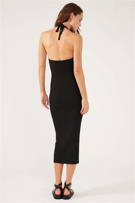 Perfect Stranger Ainsley Open Back Knit Maxi Dress Black