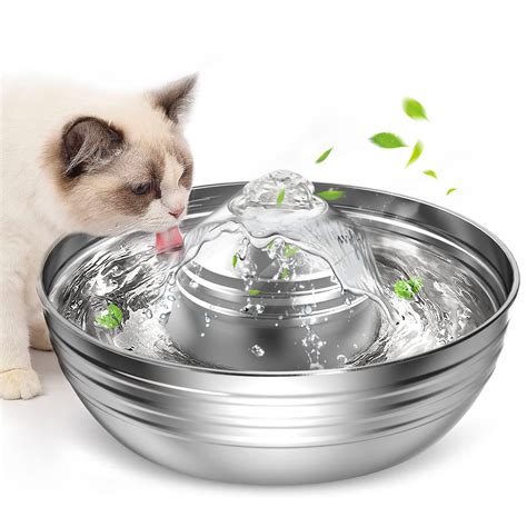 Stainless Steel Cat Water Fountain 2l67oz Quiet And Low Noise Design