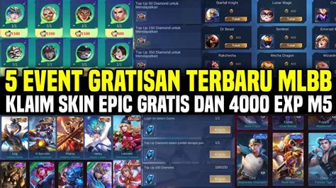 5 EVENT GRATISAN TERBARU MOBILE LEGENDS 2023 KLAIM SKIN EPIC GRATIS DAN