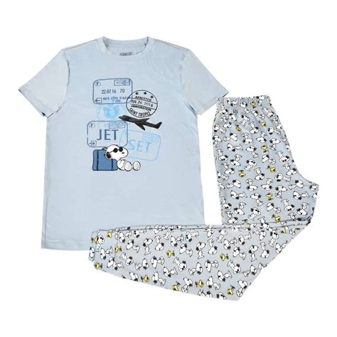 Pijama Peanuts Talla G con Pantalón y Estampado de Sellos Azul Walmart