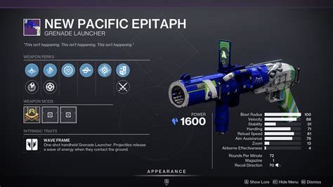 Destiny 2 New Pacific Epitaph God Roll And How To Get Deltia S Gaming