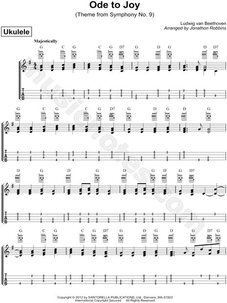 Ludwig Van Beethoven Ode To Joy Ukulele Tab In G Major Download