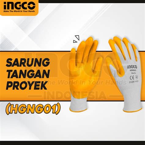 Jual Sarung Tangan INGCO HGNG01 Sarung Tangan Proyek Nitrile Coated