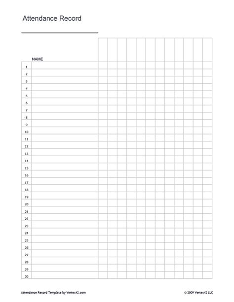 Download The Attendance Record Attendance Chart Attendance Sheet Template Attendance Sheet