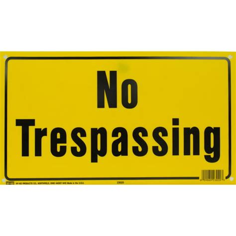 Hy Ko Plastic No Trespassing Sign Bright Yellow 8 X 14 Inch