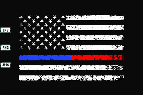 Thin Blue Red Line With Usa Flag T Shirt Graphic By Flag Station