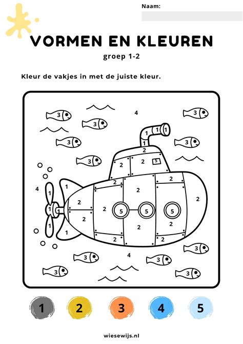 Werkblad Tellen Groep 1 2 Kleuren Op Nummer Thema Onderwater Wiesewijs