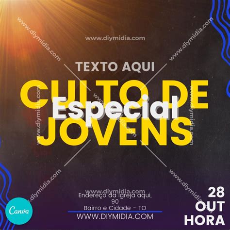 Culto De Jovens Especial Banner Gospel Edit Vel Canva Premium