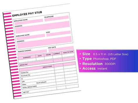 Blank Check Stubs Template DIY Payroll for Small Businesses. - Etsy