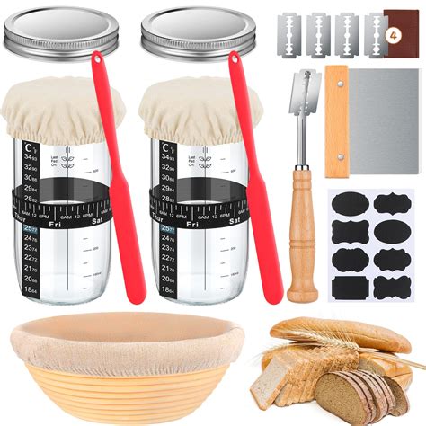 Domensi 20 Pcs Sourdough Starter Kit Includes 24 Oz Sourdough Starter Jar And 9