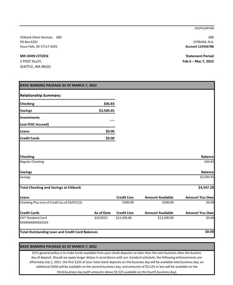 Australia Citibank Bank Statement Easy To Fill Template In Excel And