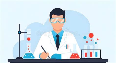 Scientist In Lab Coat Conducting Research Illustration Perfect For