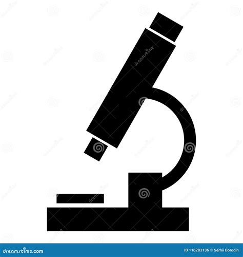 Microscope Icon Black Color Illustration Flat Style Simple Image Stock