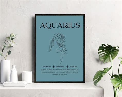 Aquarius Zodiac Wall Art Print Aquarius Wall Art Poster Aquarius