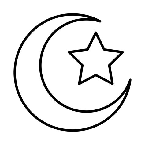 Moon Star Eid Mubarak Islamic Religious Celebration Line Style Icon