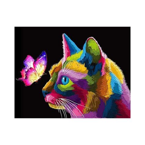 Gato con Mariposa Pintar por Números MOHA