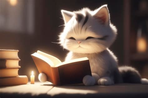 Livros De Leitura Para Gatos Foto Premium