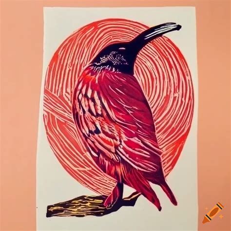 Vibrant Linocut Artwork Titled When The Bough Breaks