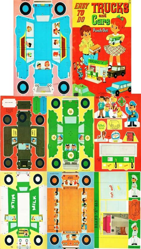 Vintage Printable Paper Trucks And Cars Punch Out Papercraft Etsy