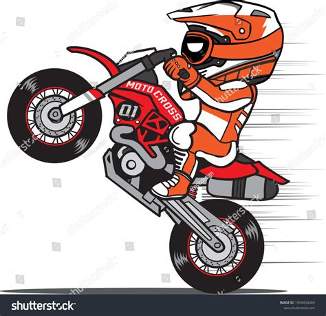 Motocross Rider Wheelie Dirt Bike Cartoon Stock Vector Royalty Free