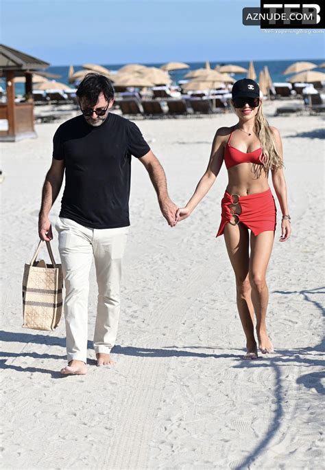 Sylvie Meis Sexy Wears A Hot Red Bikini At The Beach With Her Husband Niclas Castello In Miami