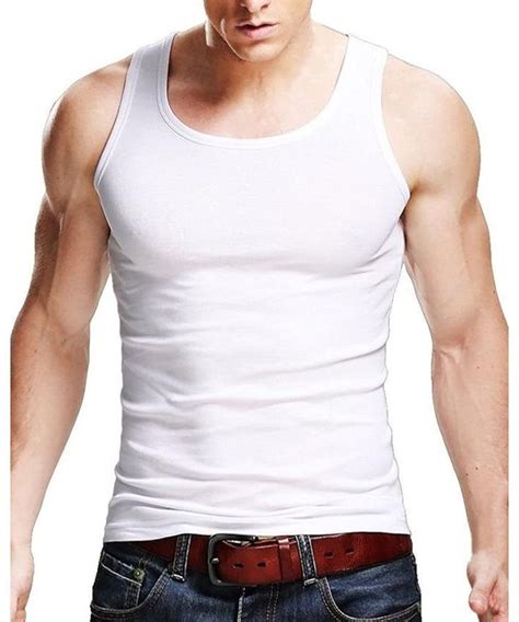 Shop Mens Tank Top Cotton Workout A Shirt Sleeveless Casual Undershirt Sport Muscle Classic Tee