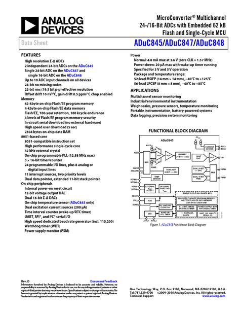 Aduc848 Analog Devices Adcs Hoja De Datos Ficha Técnica Distribuidor