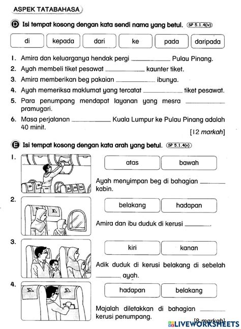 Latihan Bahasa Melayu Tahun Kata Arah Nota Tatabahasa Bahasa Melayu