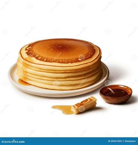 Digital Airbrushed Pancakes With Syrup And Sugar On Plate Stock