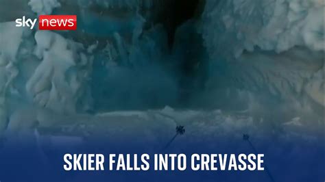 Watch The Terrifying Moment A Skier Falls Into A Crevasse In France