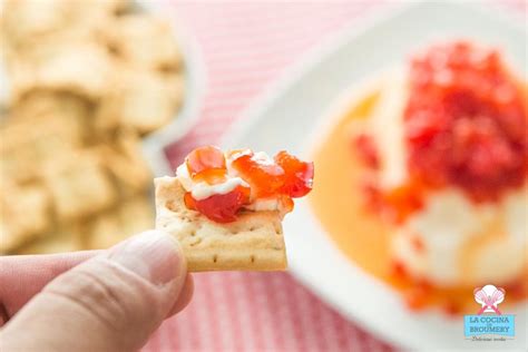 Dip De Queso Crema Con Topping De Piment N Agridulce Tartas Broumery