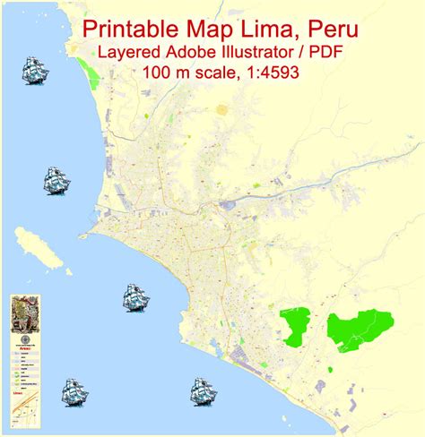 Lima Printable Map Peru Exact Map City Plan Level G View 17 100