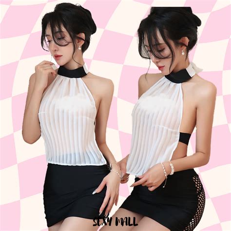 Women S Cosplay Secretary Lingerie Baju Tidur Wanita With White Color Shopee Malaysia